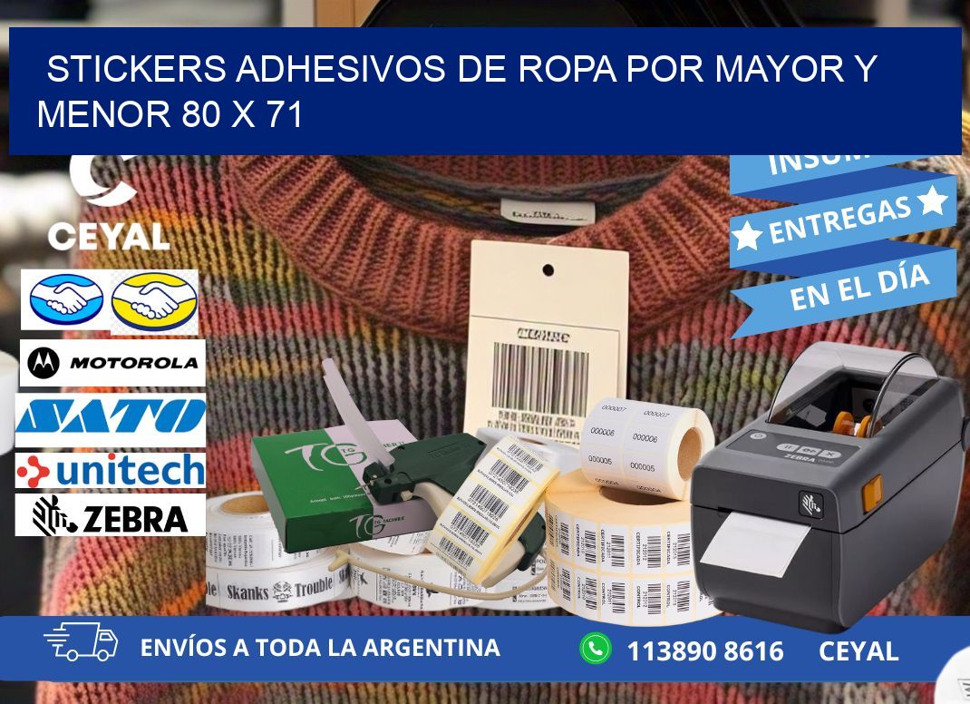 STICKERS ADHESIVOS DE ROPA POR MAYOR Y MENOR 80 x 71