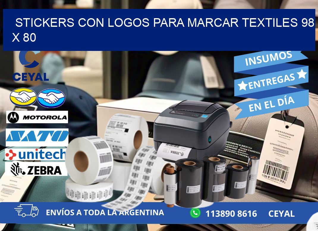 STICKERS CON LOGOS PARA MARCAR TEXTILES 98 x 80