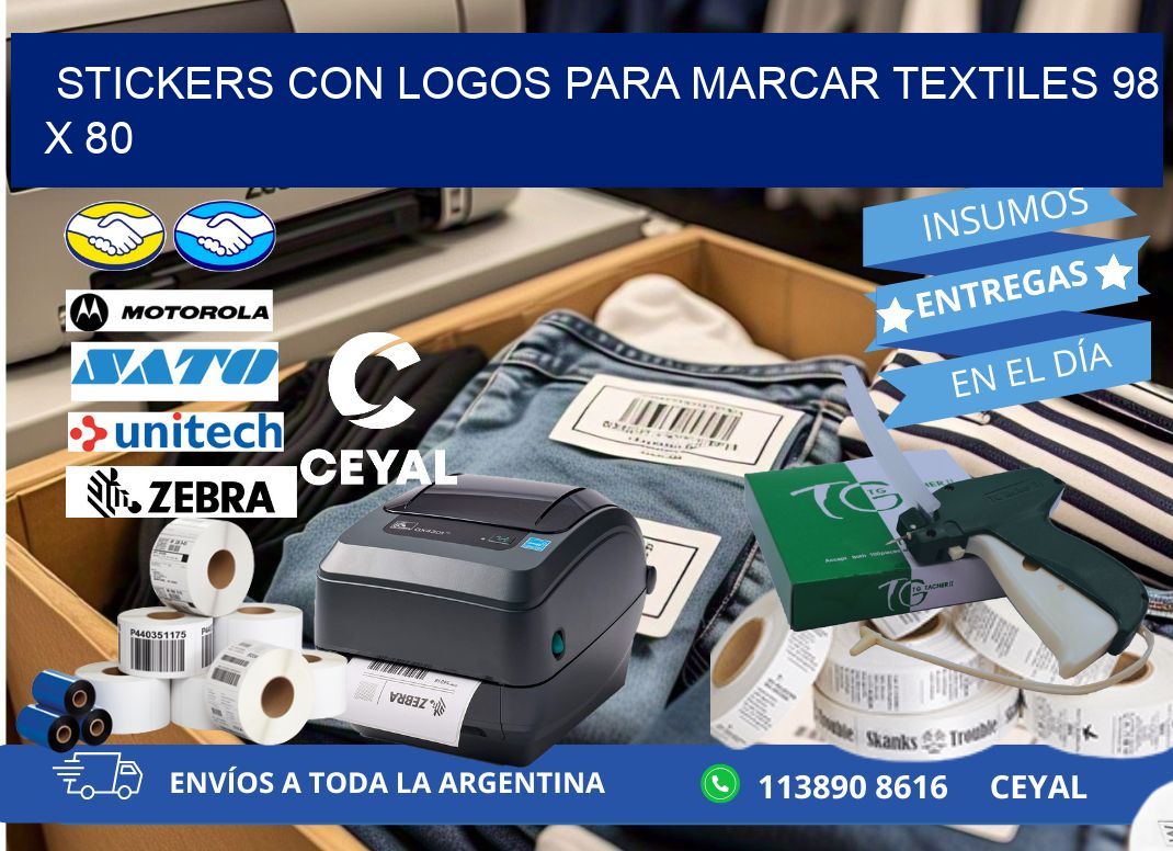 STICKERS CON LOGOS PARA MARCAR TEXTILES 98 x 80