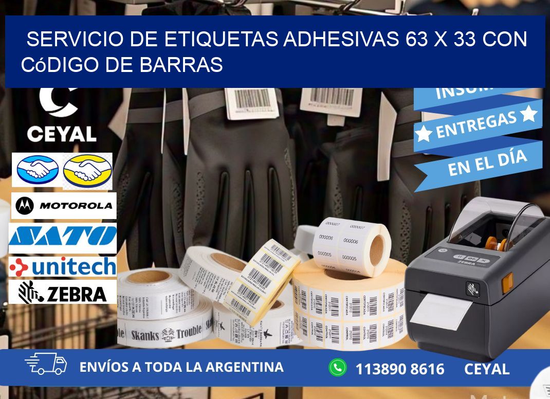 Servicio de Etiquetas Adhesivas 63 x 33 con Código de Barras