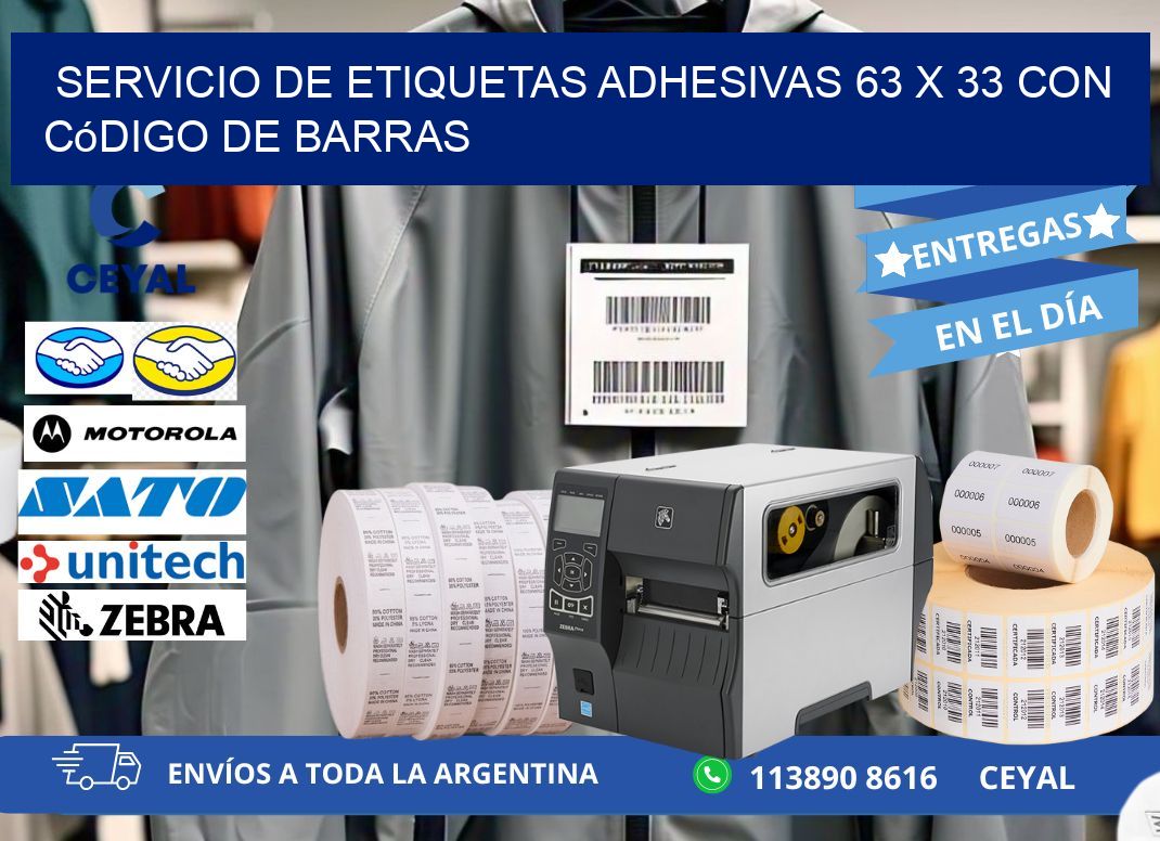 Servicio de Etiquetas Adhesivas 63 x 33 con Código de Barras