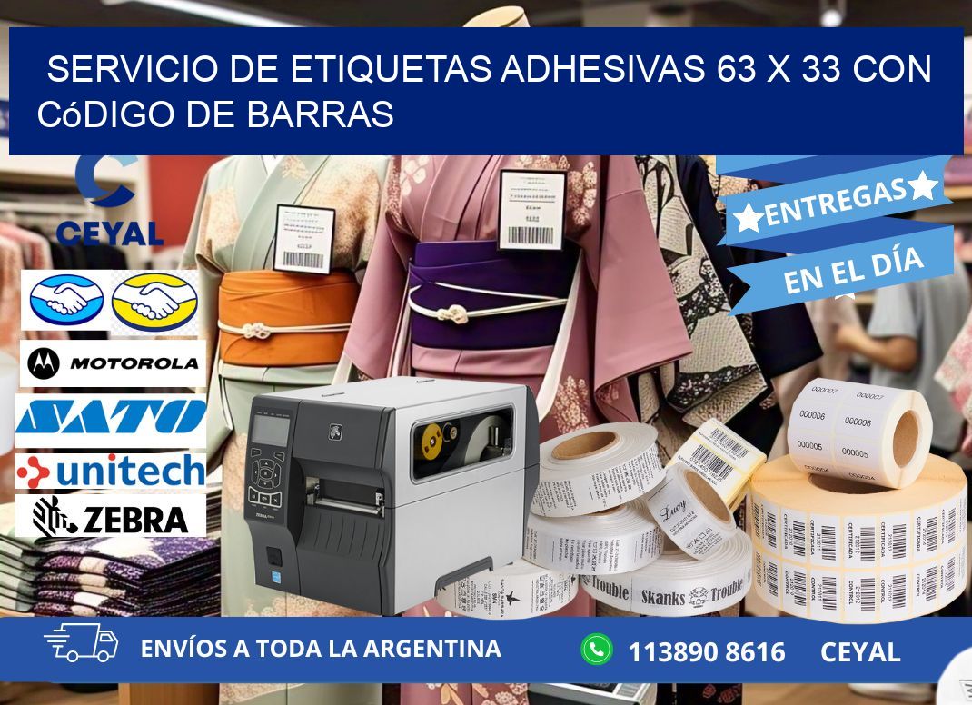 Servicio de Etiquetas Adhesivas 63 x 33 con Código de Barras