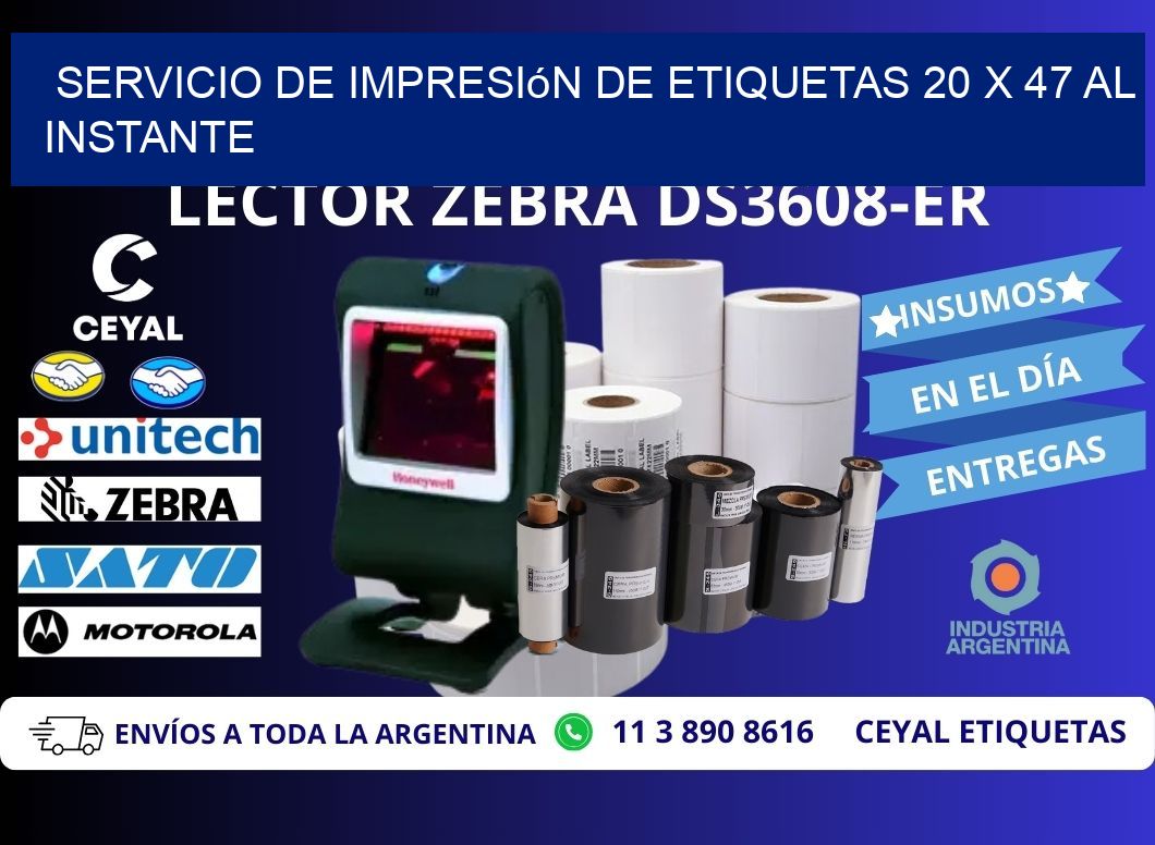 Servicio de Impresión de Etiquetas 20 x 47 al Instante