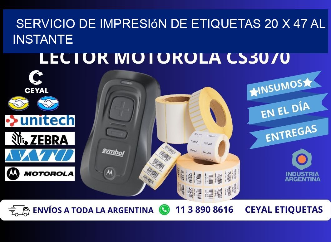 Servicio de Impresión de Etiquetas 20 x 47 al Instante