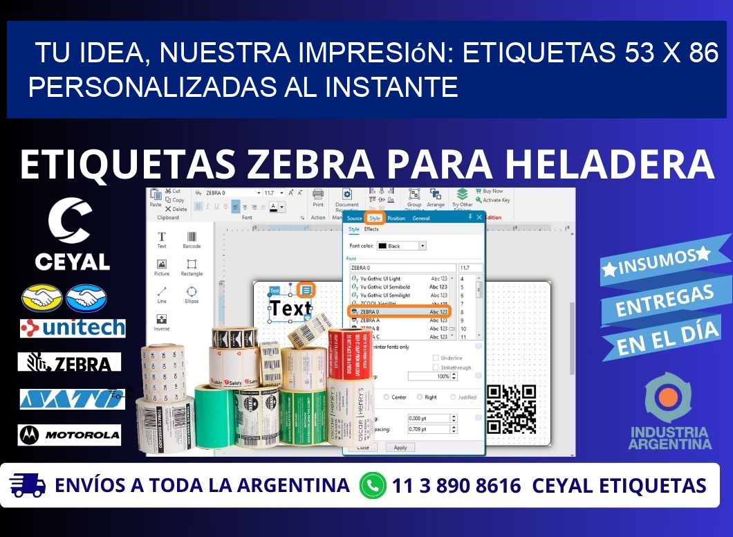 Tu Idea, Nuestra Impresión: Etiquetas 53 x 86 Personalizadas al Instante