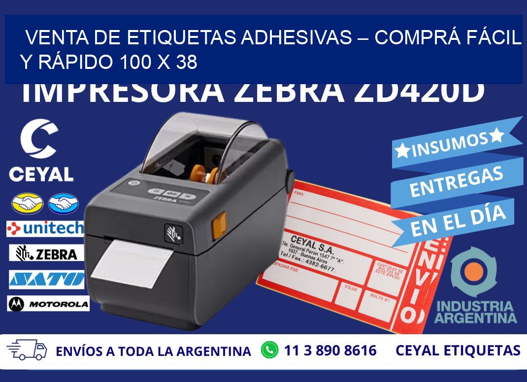 VENTA DE ETIQUETAS ADHESIVAS – COMPRÁ FÁCIL Y RÁPIDO 100 x 38