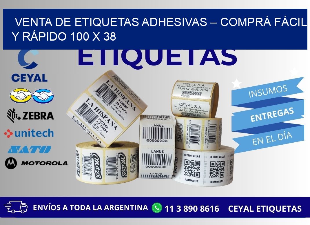 VENTA DE ETIQUETAS ADHESIVAS – COMPRÁ FÁCIL Y RÁPIDO 100 x 38