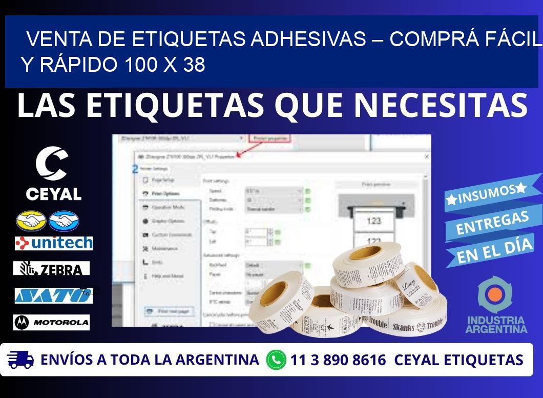 VENTA DE ETIQUETAS ADHESIVAS – COMPRÁ FÁCIL Y RÁPIDO 100 x 38