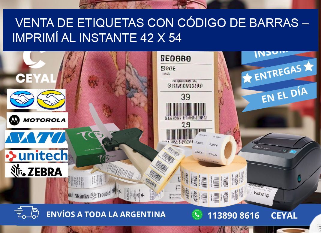 VENTA DE ETIQUETAS CON CÓDIGO DE BARRAS – IMPRIMÍ AL INSTANTE 42 x 54