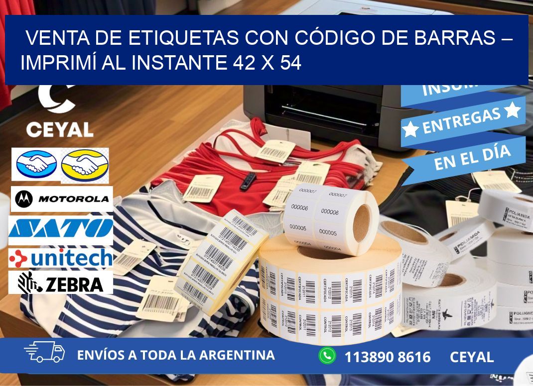 VENTA DE ETIQUETAS CON CÓDIGO DE BARRAS – IMPRIMÍ AL INSTANTE 42 x 54