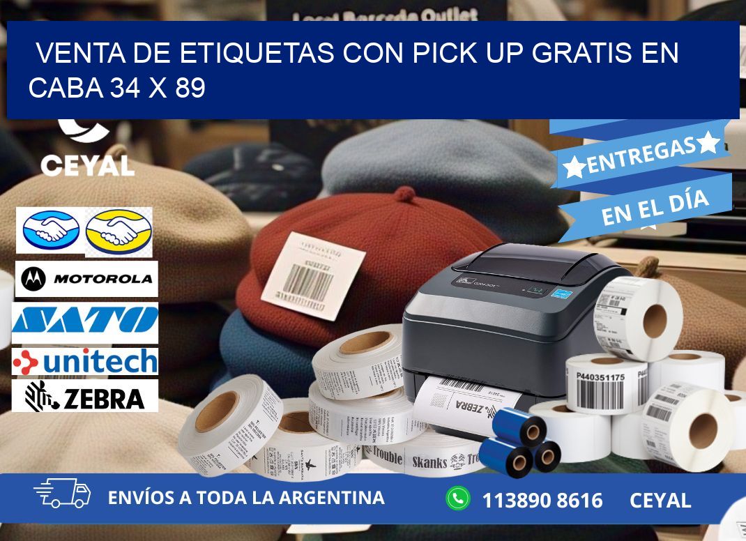 VENTA DE ETIQUETAS CON PICK UP GRATIS EN CABA 34 x 89