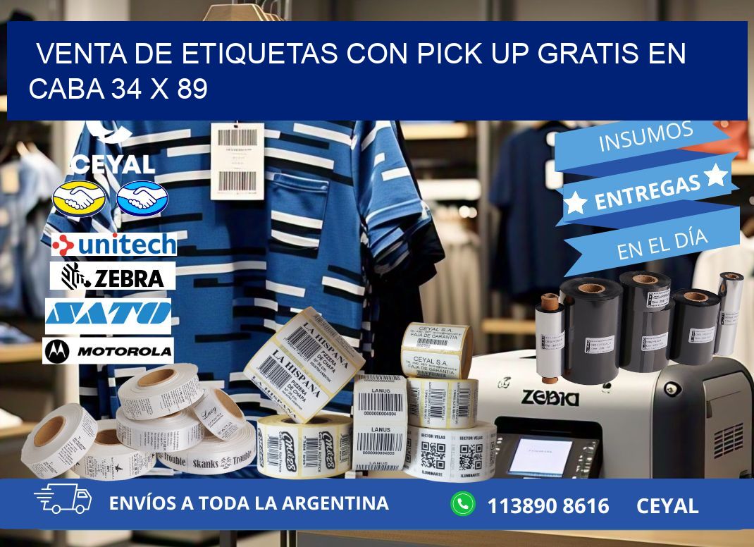 VENTA DE ETIQUETAS CON PICK UP GRATIS EN CABA 34 x 89