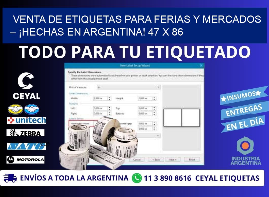 VENTA DE ETIQUETAS PARA FERIAS Y MERCADOS – ¡HECHAS EN ARGENTINA! 47 x 86