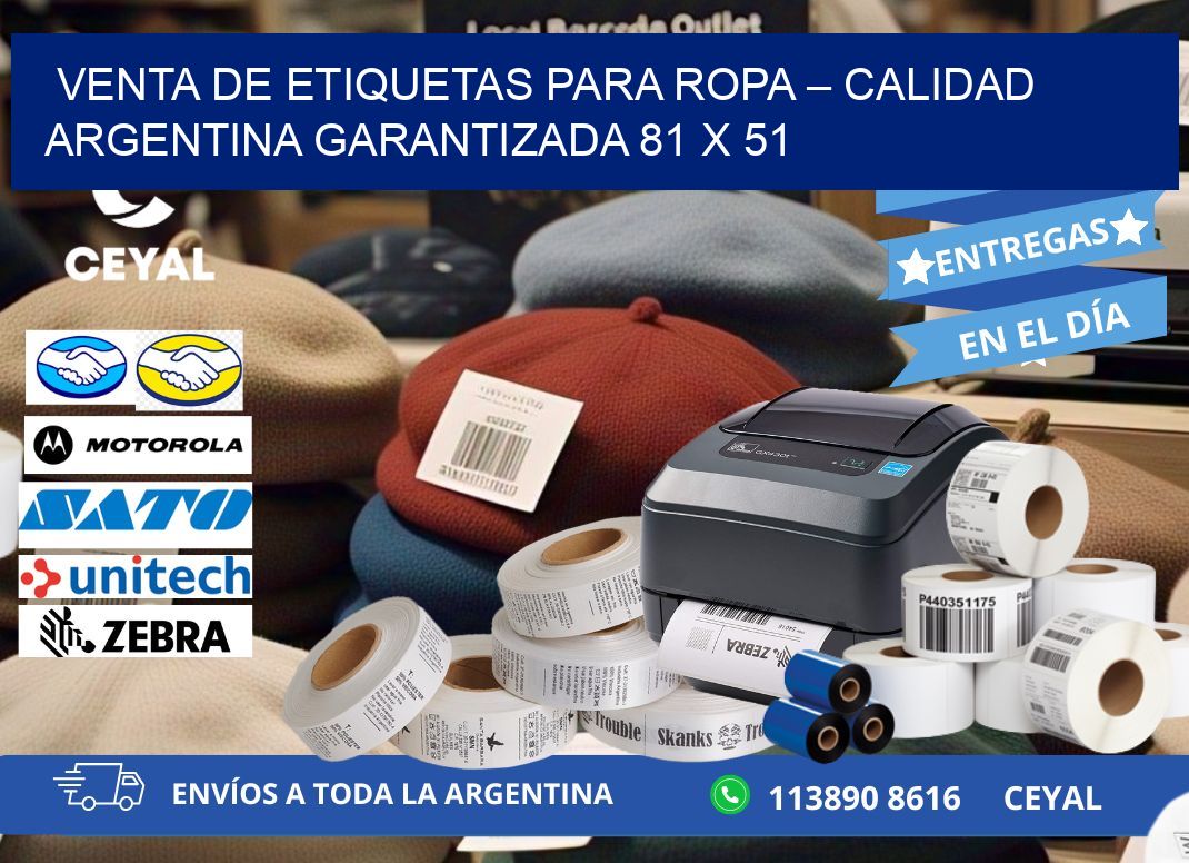 VENTA DE ETIQUETAS PARA ROPA – CALIDAD ARGENTINA GARANTIZADA 81 x 51