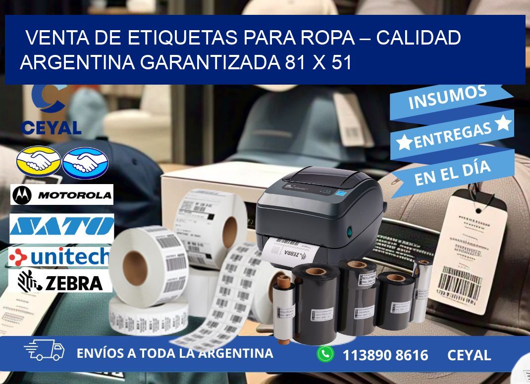 VENTA DE ETIQUETAS PARA ROPA – CALIDAD ARGENTINA GARANTIZADA 81 x 51