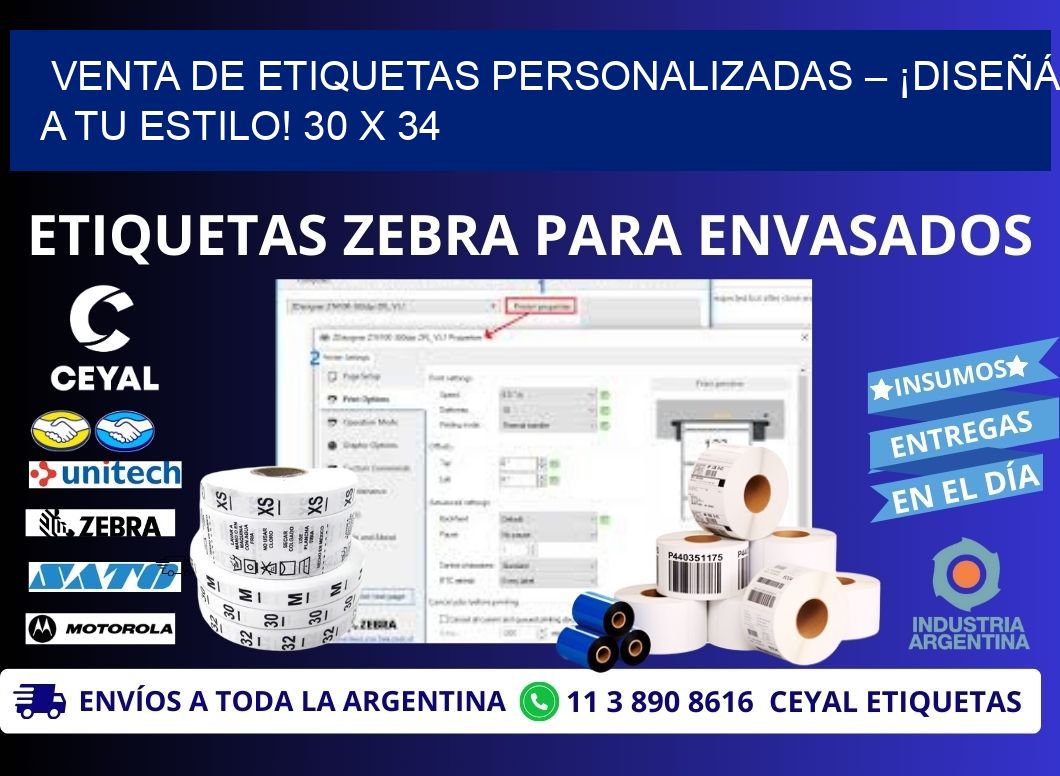 VENTA DE ETIQUETAS PERSONALIZADAS – ¡DISEÑÁ A TU ESTILO! 30 x 34