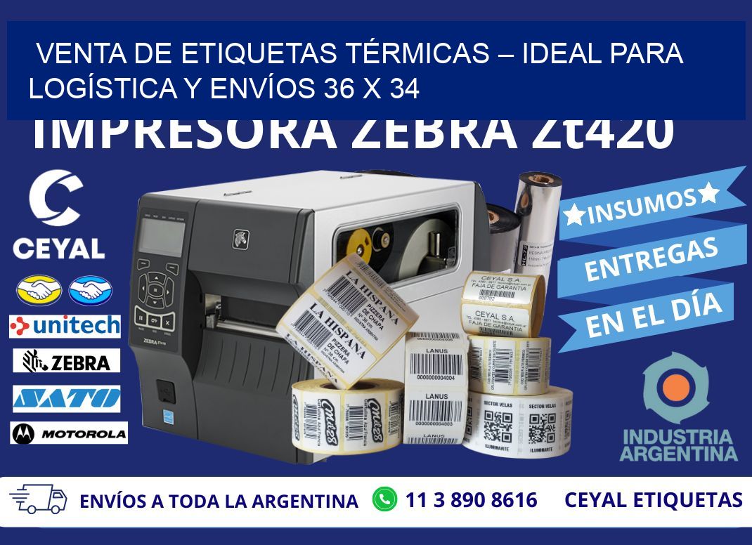 VENTA DE ETIQUETAS TÉRMICAS – IDEAL PARA LOGÍSTICA Y ENVÍOS 36 x 34