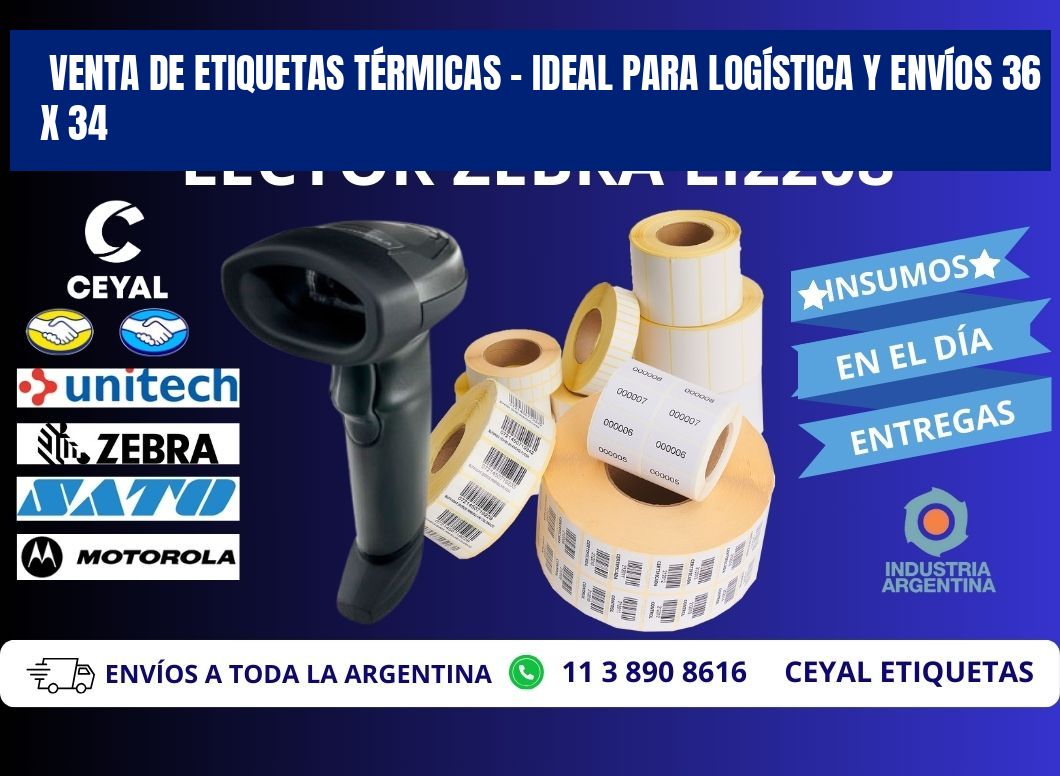 VENTA DE ETIQUETAS TÉRMICAS – IDEAL PARA LOGÍSTICA Y ENVÍOS 36 x 34