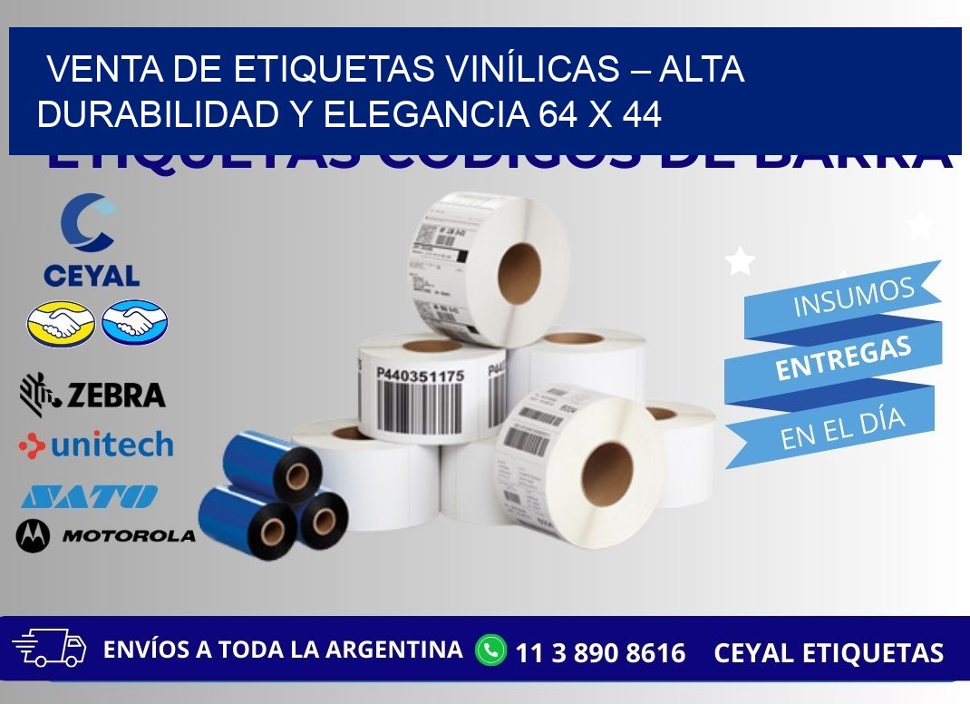 VENTA DE ETIQUETAS VINÍLICAS – ALTA DURABILIDAD Y ELEGANCIA 64 x 44