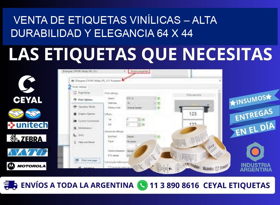 VENTA DE ETIQUETAS VINÍLICAS – ALTA DURABILIDAD Y ELEGANCIA 64 x 44