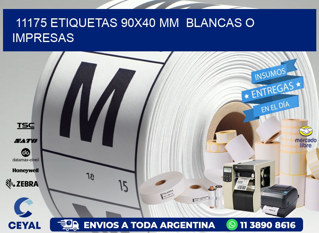 11175 ETIQUETAS 90x40 mm  BLANCAS O IMPRESAS