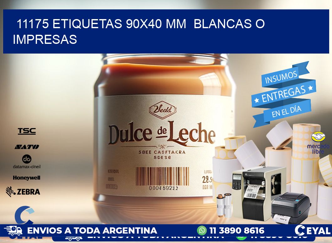 11175 ETIQUETAS 90x40 mm  BLANCAS O IMPRESAS