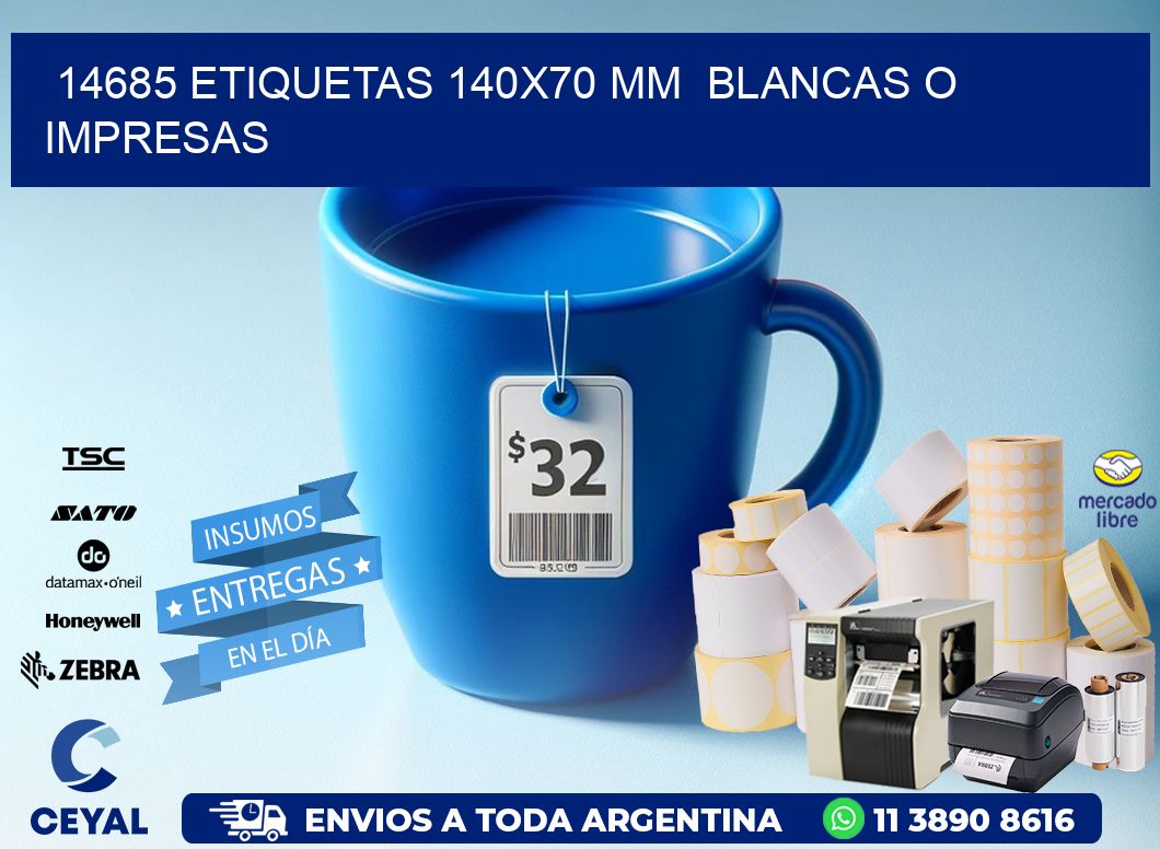 14685 ETIQUETAS 140x70 mm  BLANCAS O IMPRESAS