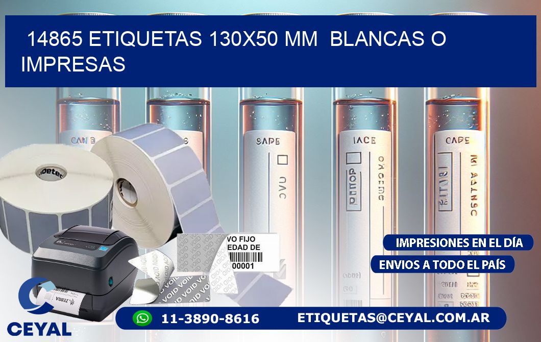 14865 ETIQUETAS 130x50 mm  BLANCAS O IMPRESAS