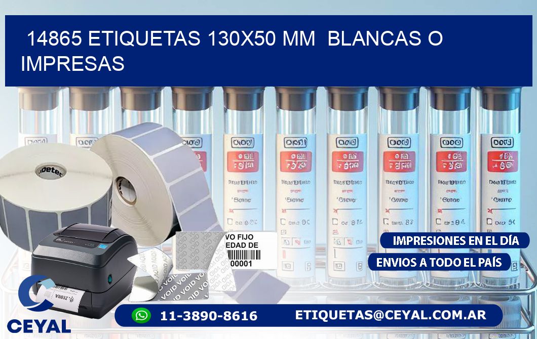 14865 ETIQUETAS 130x50 mm  BLANCAS O IMPRESAS