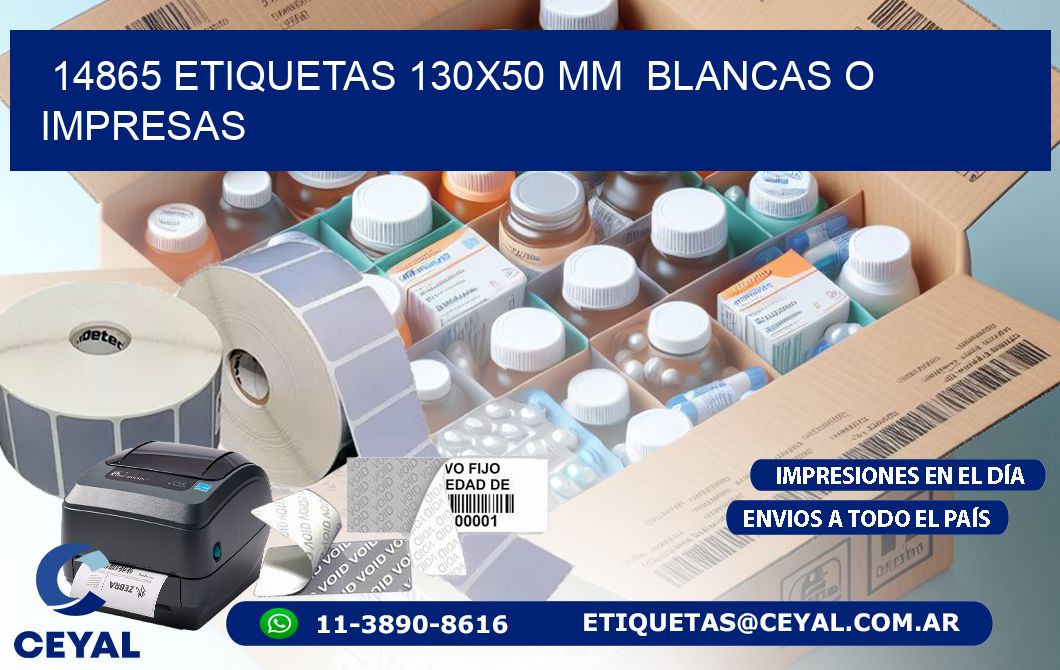 14865 ETIQUETAS 130x50 mm  BLANCAS O IMPRESAS