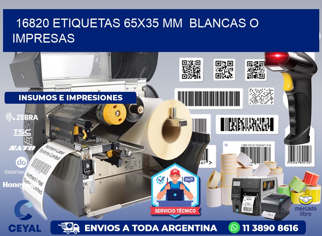 16820 ETIQUETAS 65x35 mm  BLANCAS O IMPRESAS
