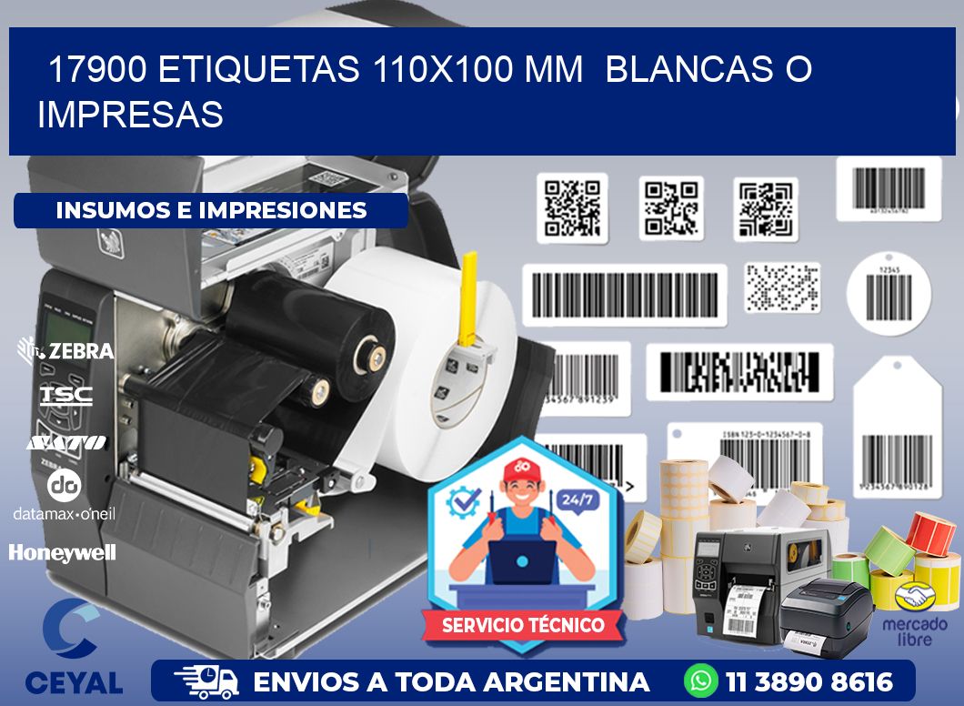 17900 ETIQUETAS 110x100 mm BLANCAS O IMPRESAS