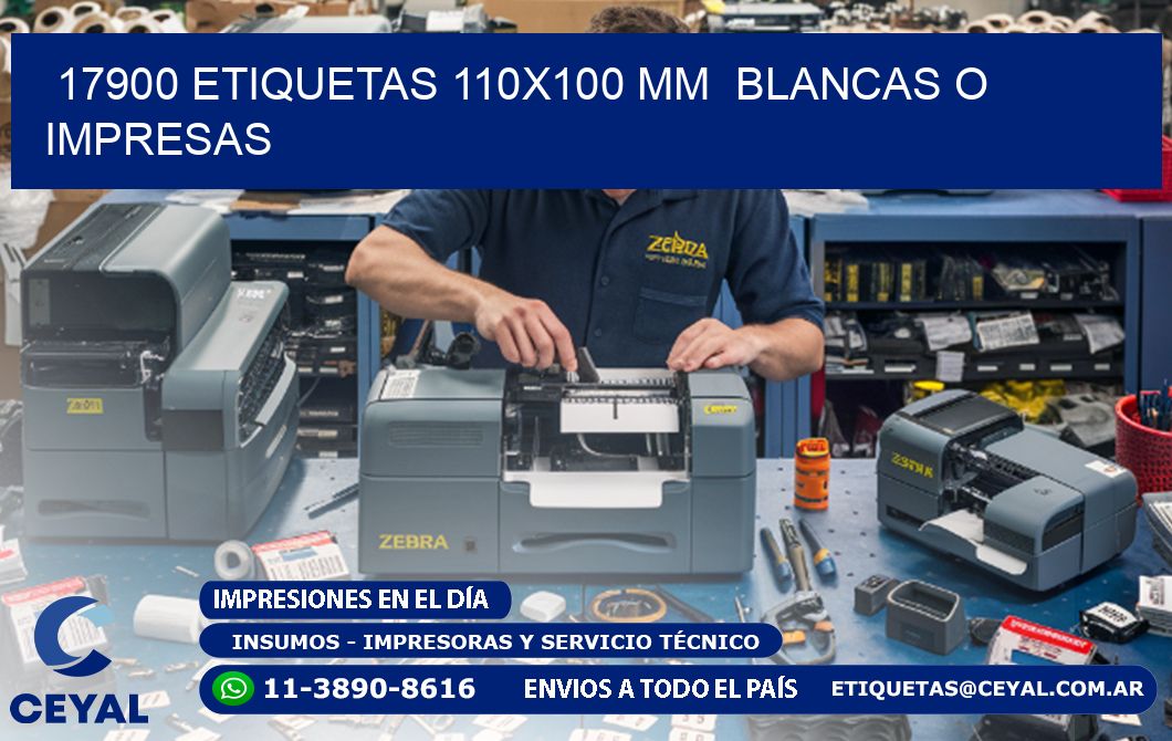 17900 ETIQUETAS 110x100 mm BLANCAS O IMPRESAS
