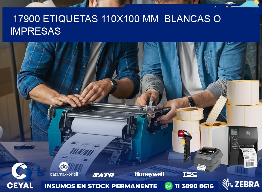 17900 ETIQUETAS 110×100 mm  BLANCAS O IMPRESAS