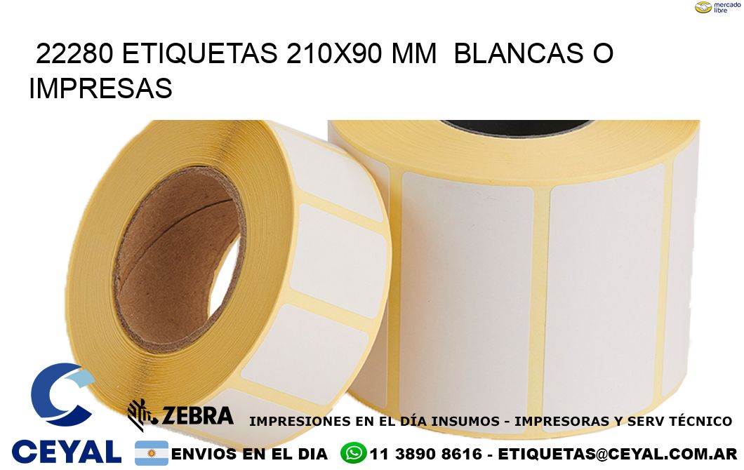 22280 ETIQUETAS 210x90 mm  BLANCAS O IMPRESAS