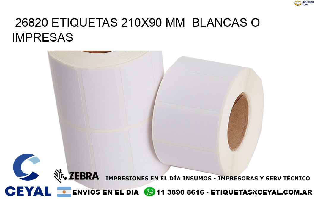 26820 ETIQUETAS 210x90 mm BLANCAS O IMPRESAS