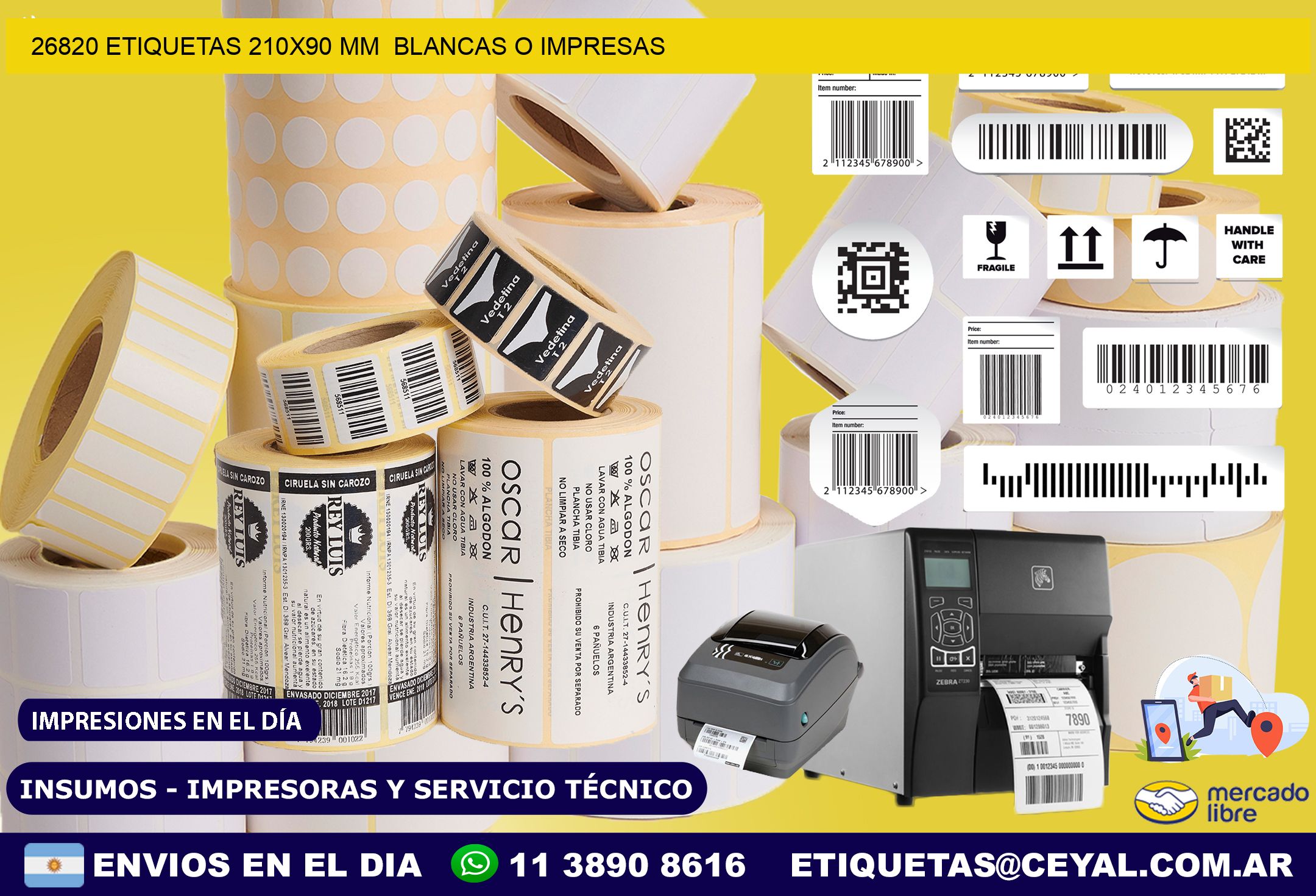 26820 ETIQUETAS 210×90 mm  BLANCAS O IMPRESAS