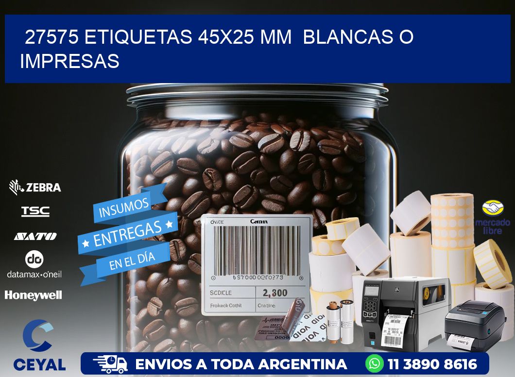 27575 ETIQUETAS 45x25 mm  BLANCAS O IMPRESAS