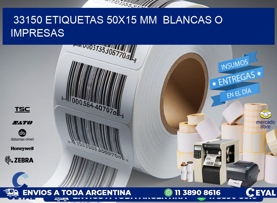 33150 ETIQUETAS 50x15 mm  BLANCAS O IMPRESAS