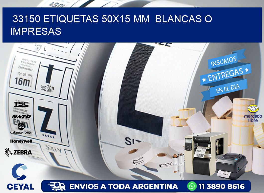 33150 ETIQUETAS 50x15 mm  BLANCAS O IMPRESAS