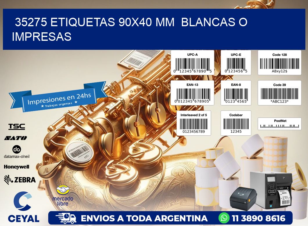 35275 ETIQUETAS 90x40 mm BLANCAS O IMPRESAS