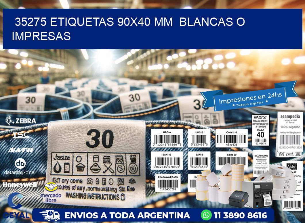 35275 ETIQUETAS 90x40 mm BLANCAS O IMPRESAS