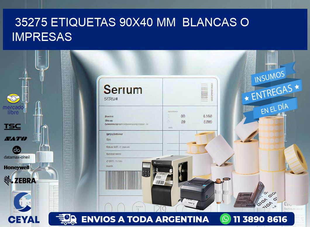 35275 ETIQUETAS 90×40 mm  BLANCAS O IMPRESAS