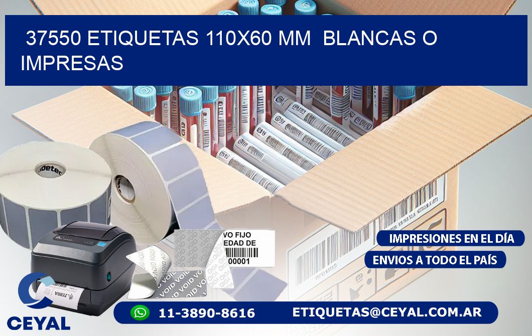 37550 ETIQUETAS 110x60 mm BLANCAS O IMPRESAS