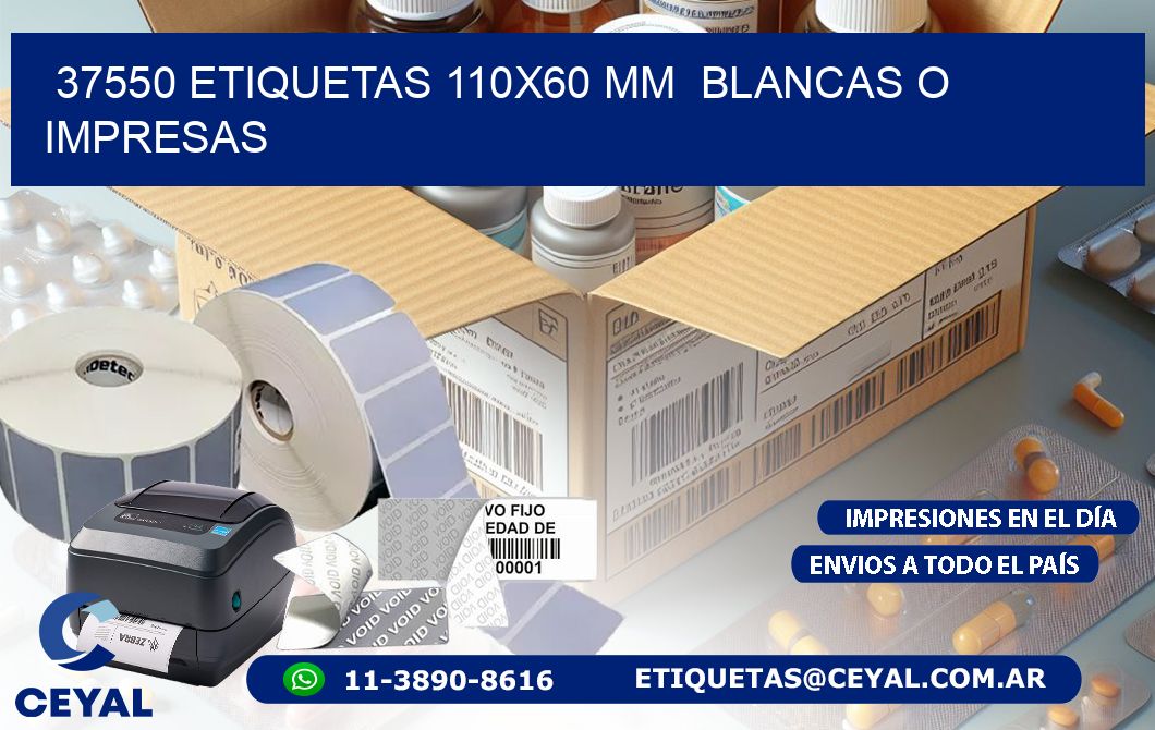 37550 ETIQUETAS 110×60 mm  BLANCAS O IMPRESAS