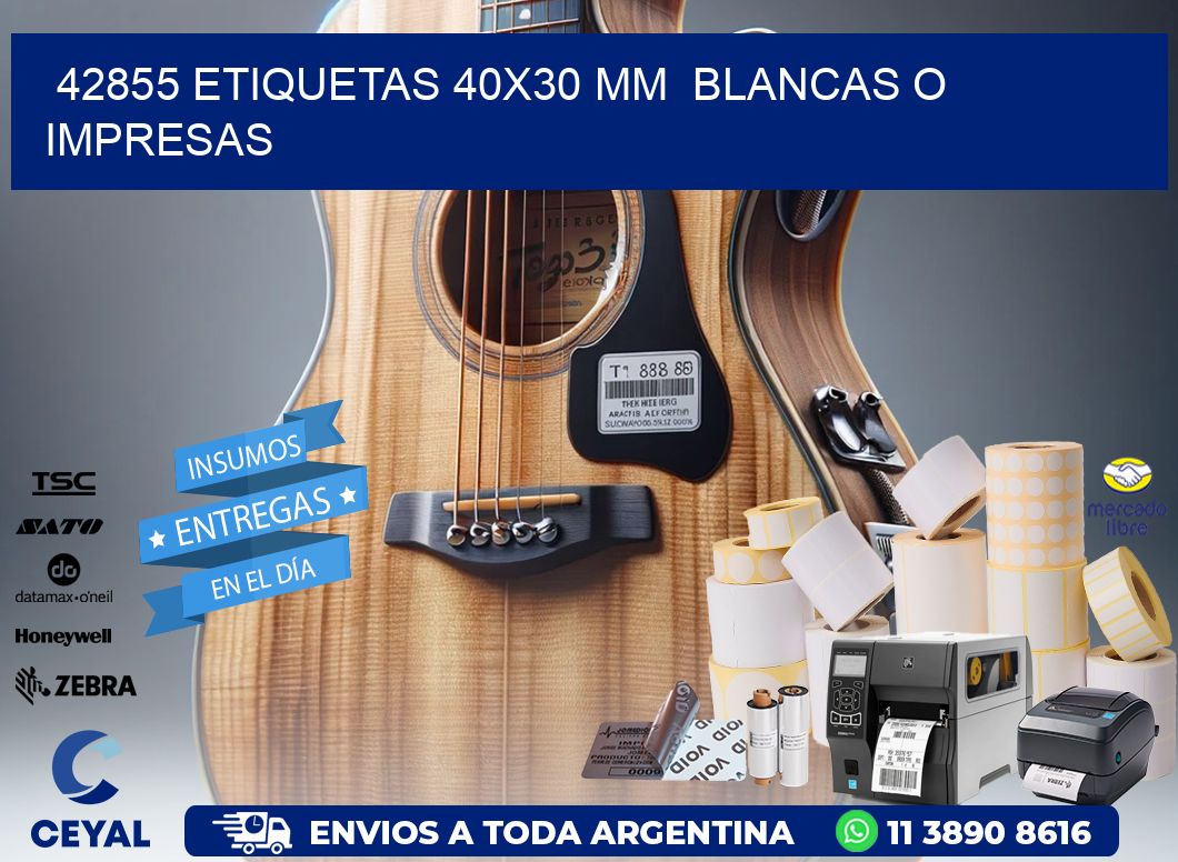 42855 ETIQUETAS 40x30 mm  BLANCAS O IMPRESAS