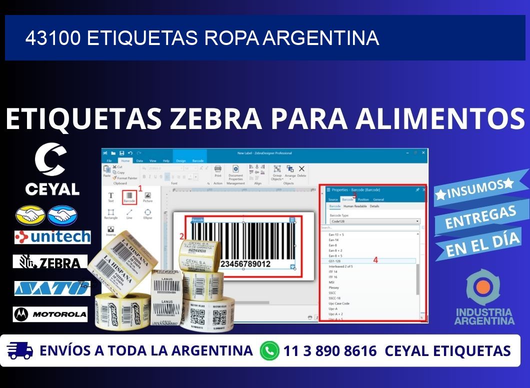 43100 ETIQUETAS ROPA ARGENTINA