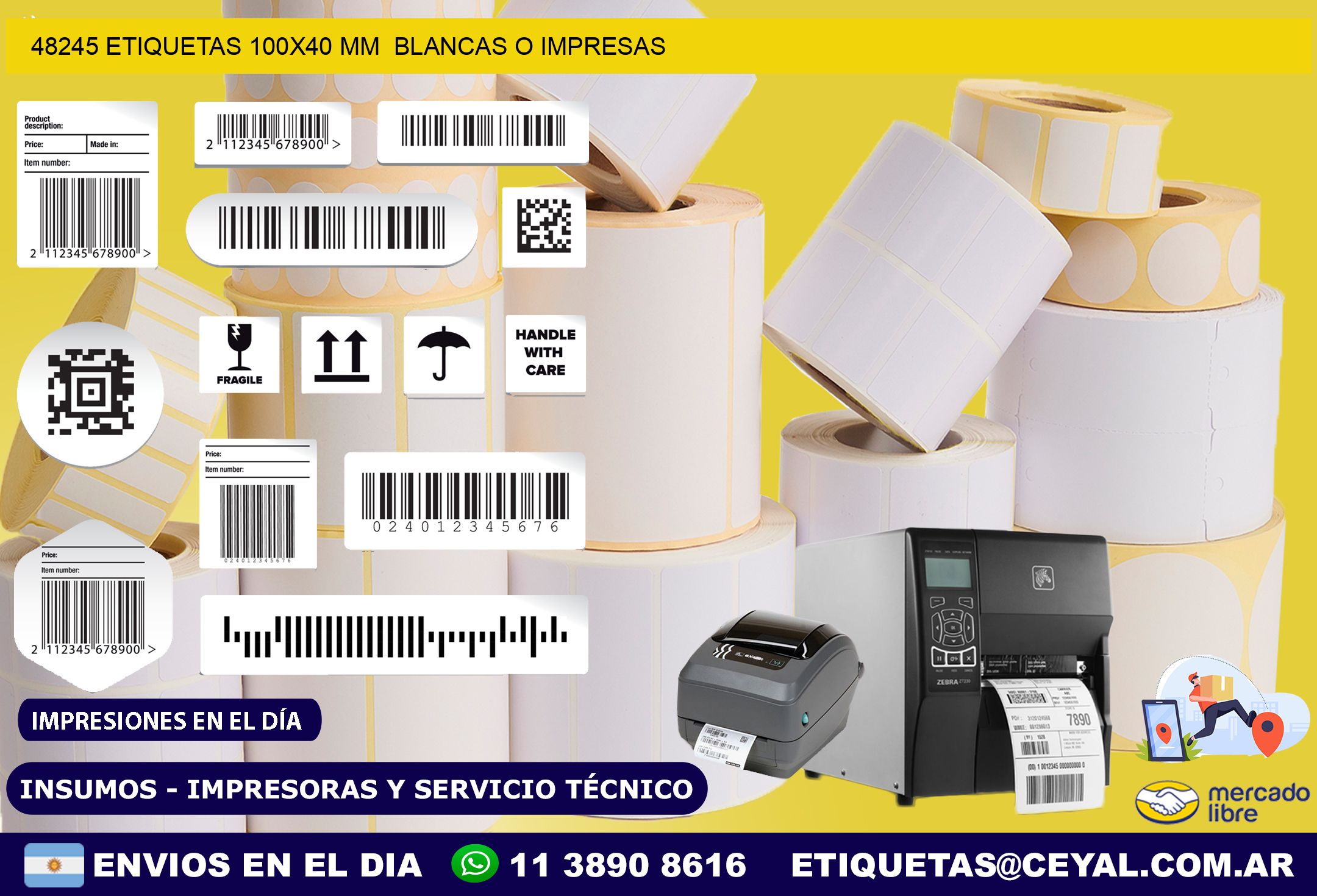 48245 ETIQUETAS 100×40 mm  BLANCAS O IMPRESAS