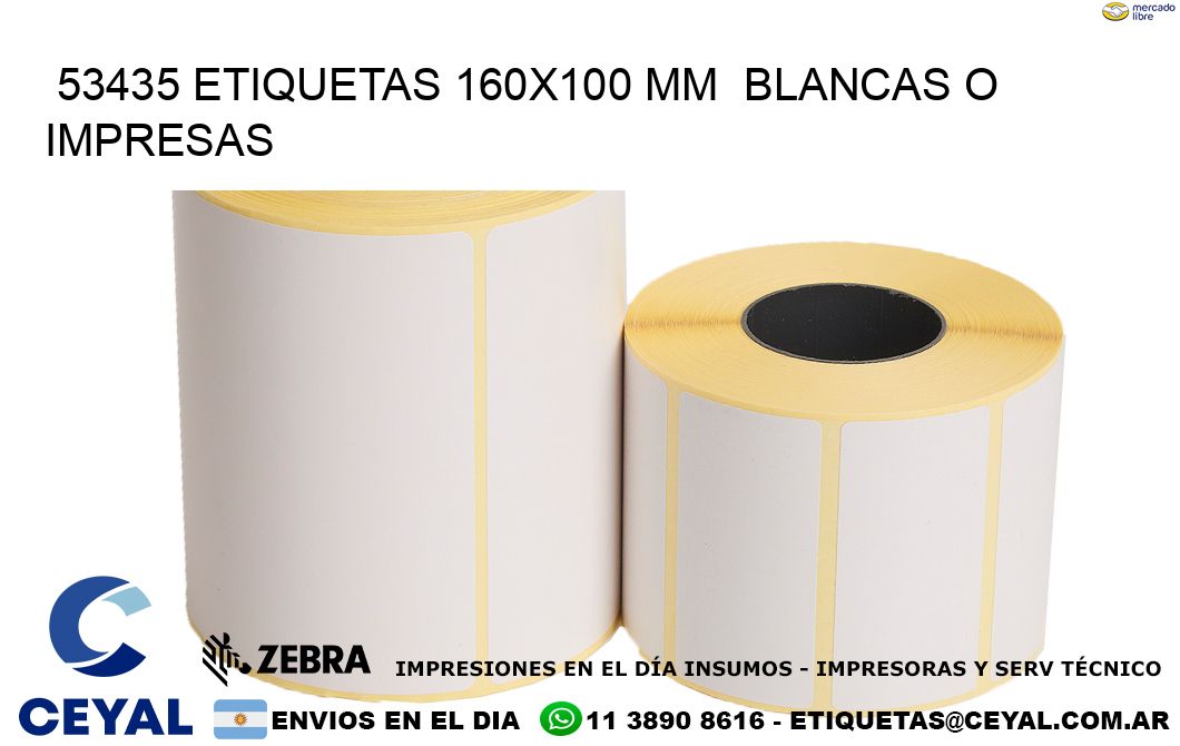 53435 ETIQUETAS 160x100 mm BLANCAS O IMPRESAS