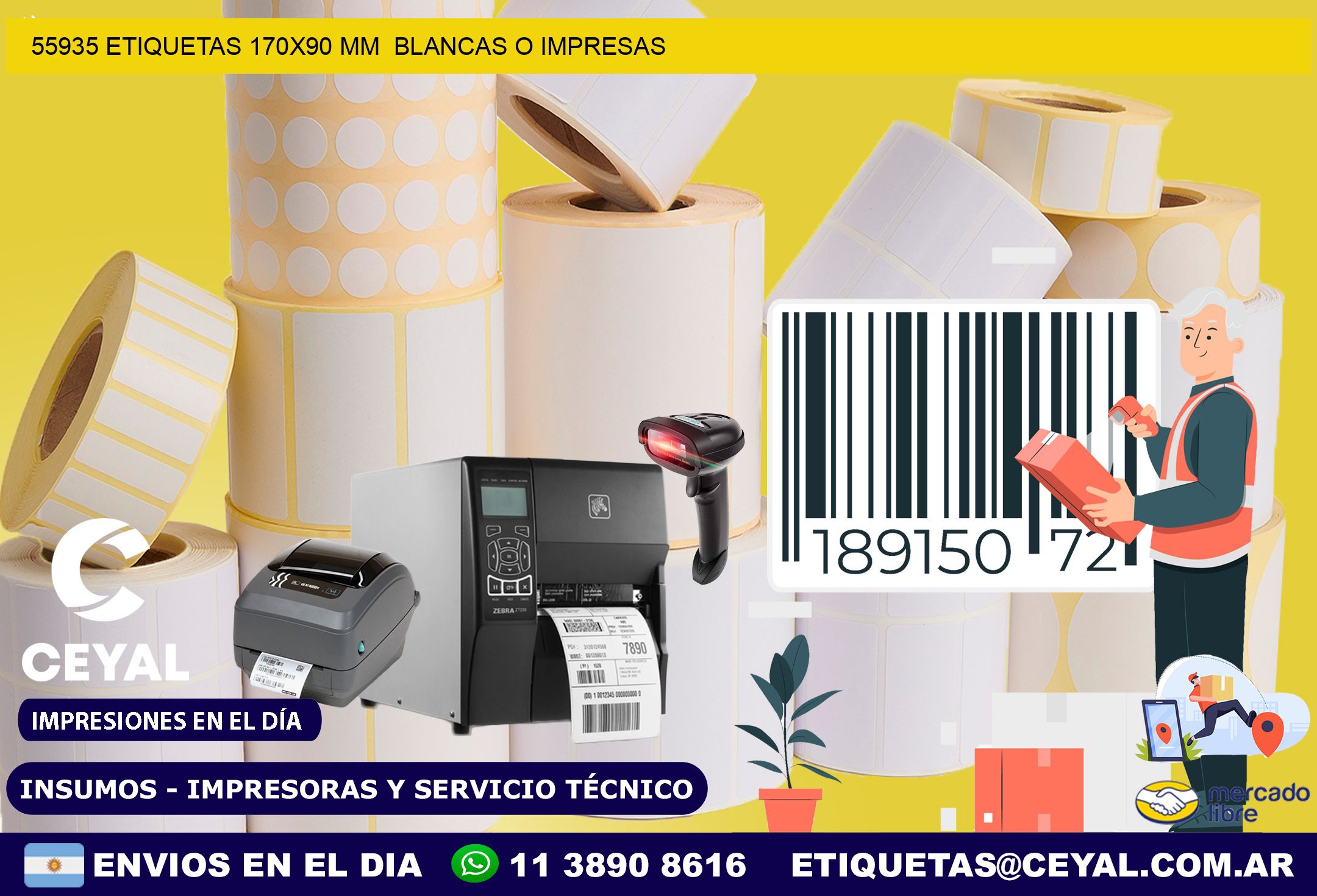 55935 ETIQUETAS 170×90 mm  BLANCAS O IMPRESAS